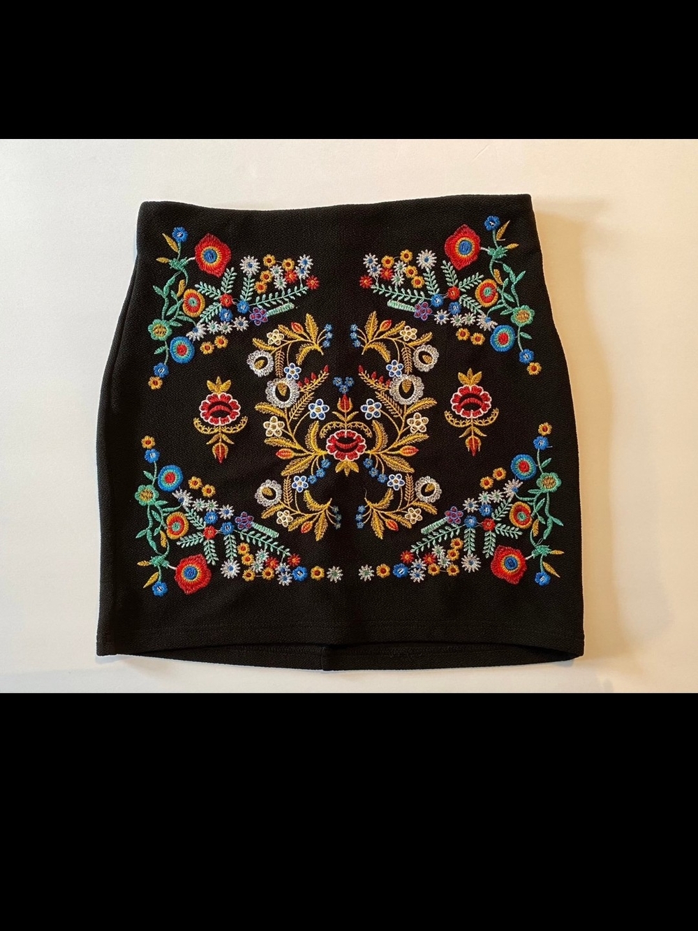 Black Floral Skirt with Hook Closure